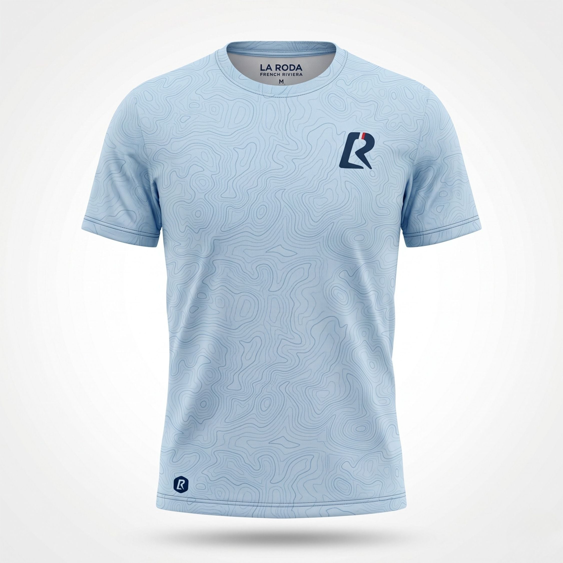 T-SHIRT RUNNING HOMME - RELIEF BLEU CIEL
