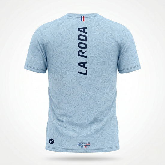 T-SHIRT RUNNING HOMME - RELIEF BLEU CIEL
