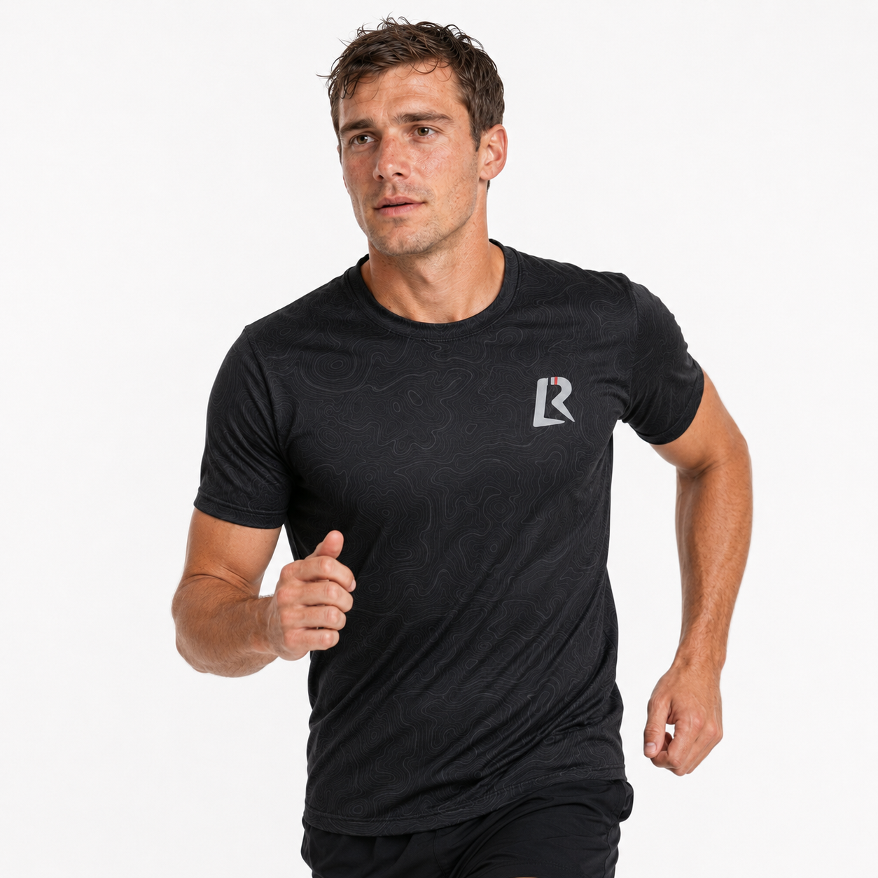 T-SHIRT RUNNING HOMME - RELIEF NOIR