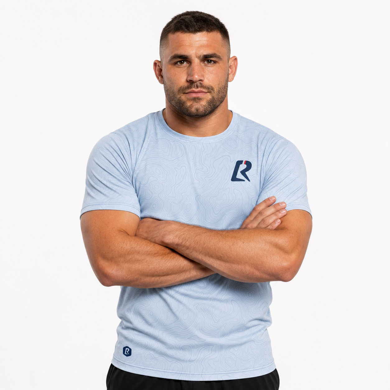 T-SHIRT RUNNING HOMME - RELIEF BLEU CIEL