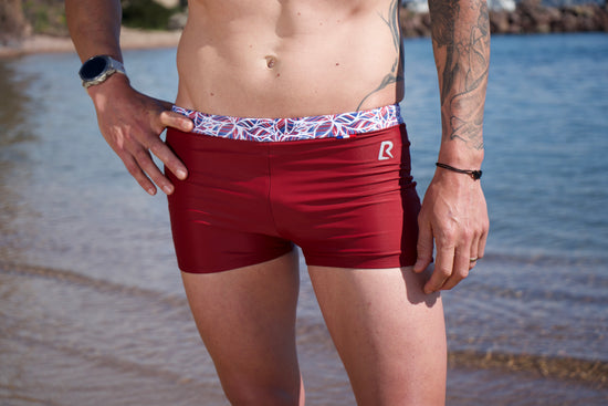 Boxer de natation homme - Réserve - Rouge Bordeaux