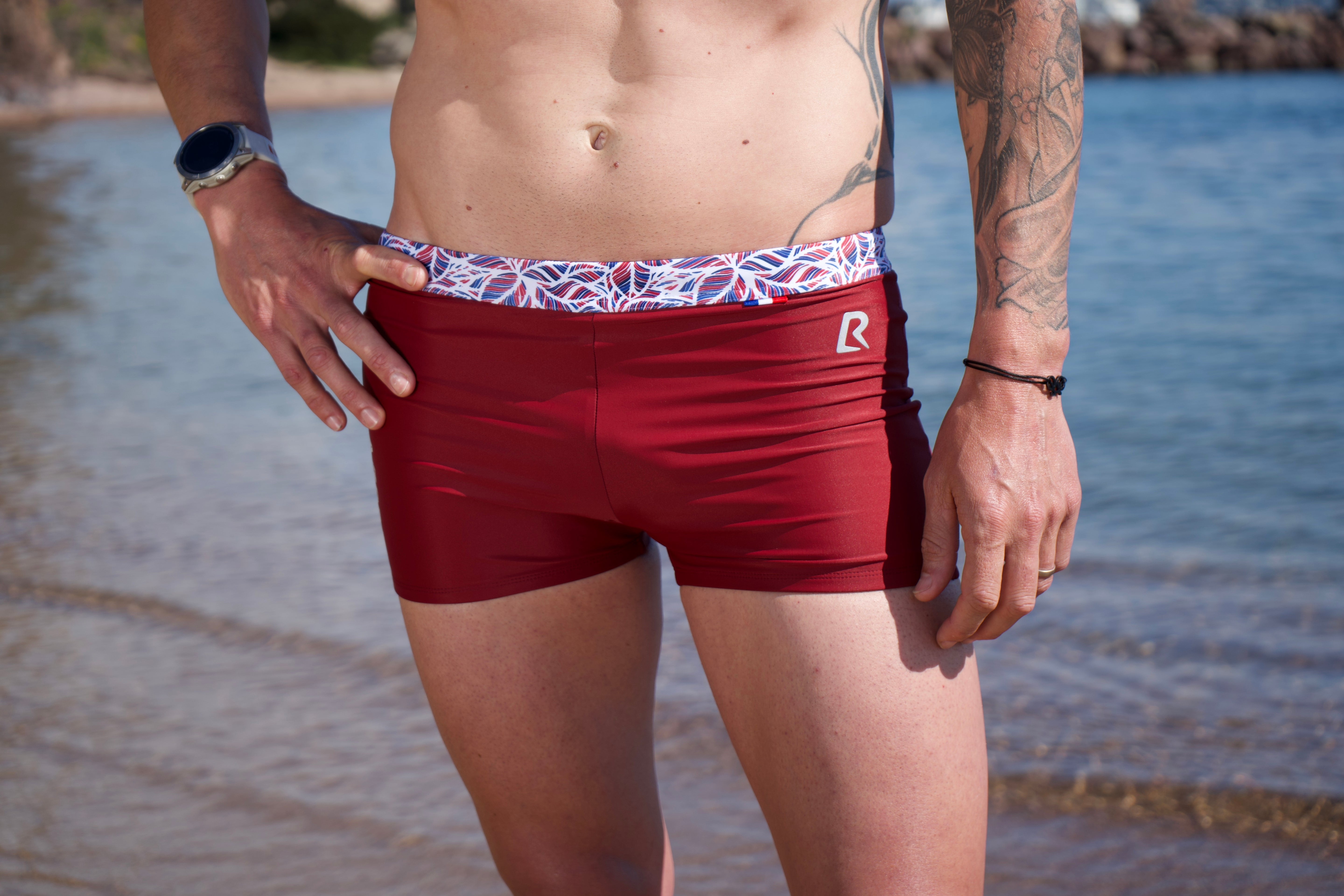 Boxer de natation homme - Réserve - Rouge Bordeaux