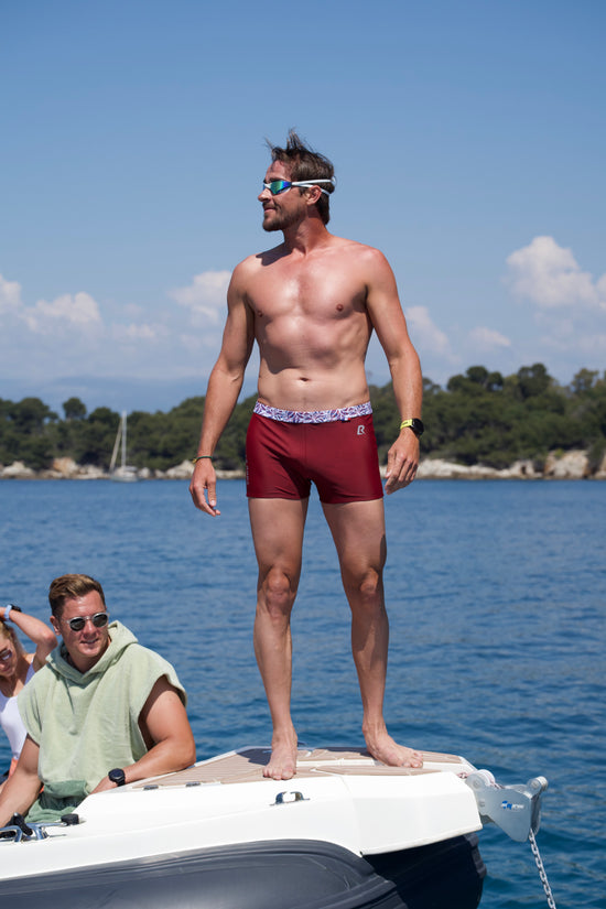 Boxer de natation homme - Réserve - Rouge Bordeaux