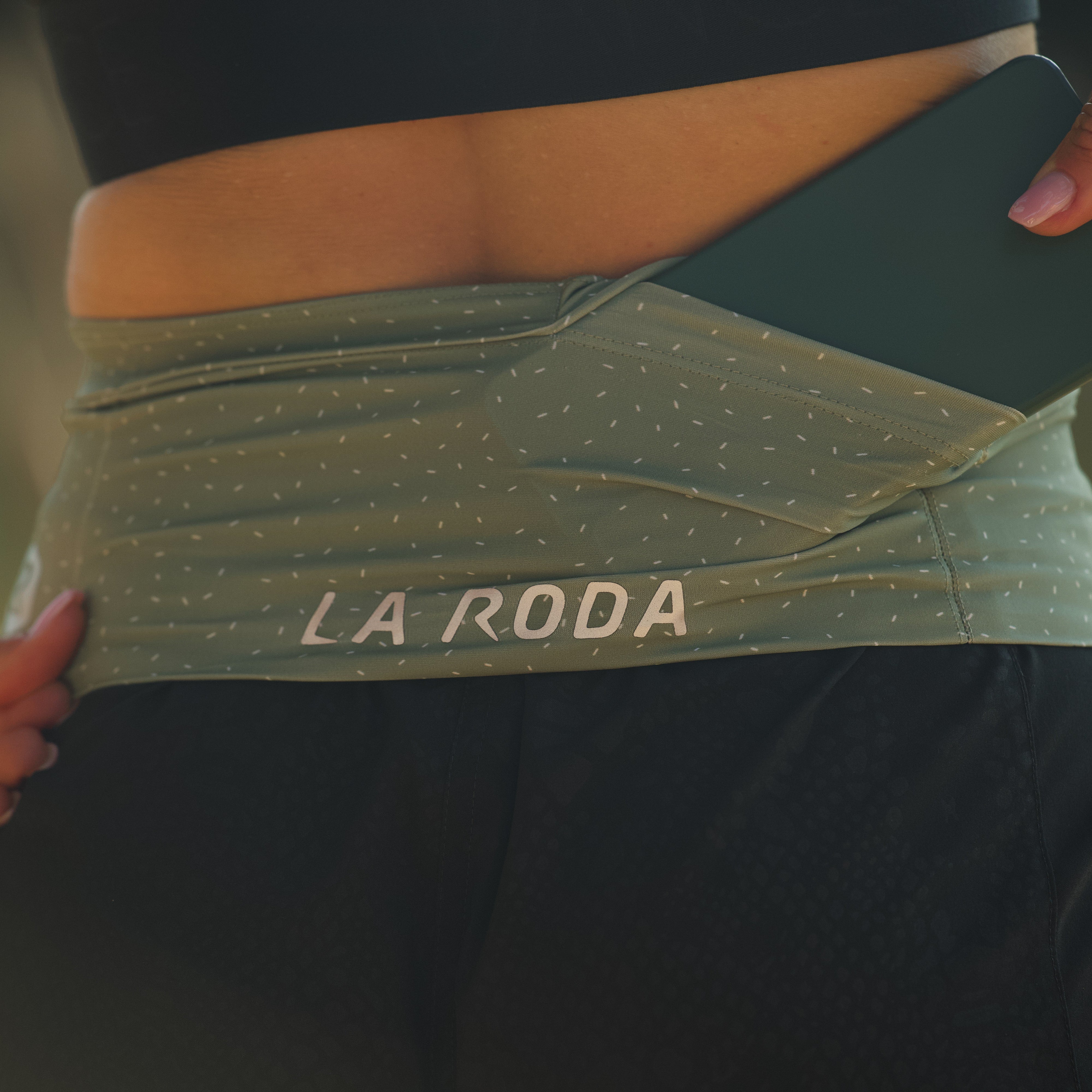 Ceinture running Femme - Kaki / Blanc