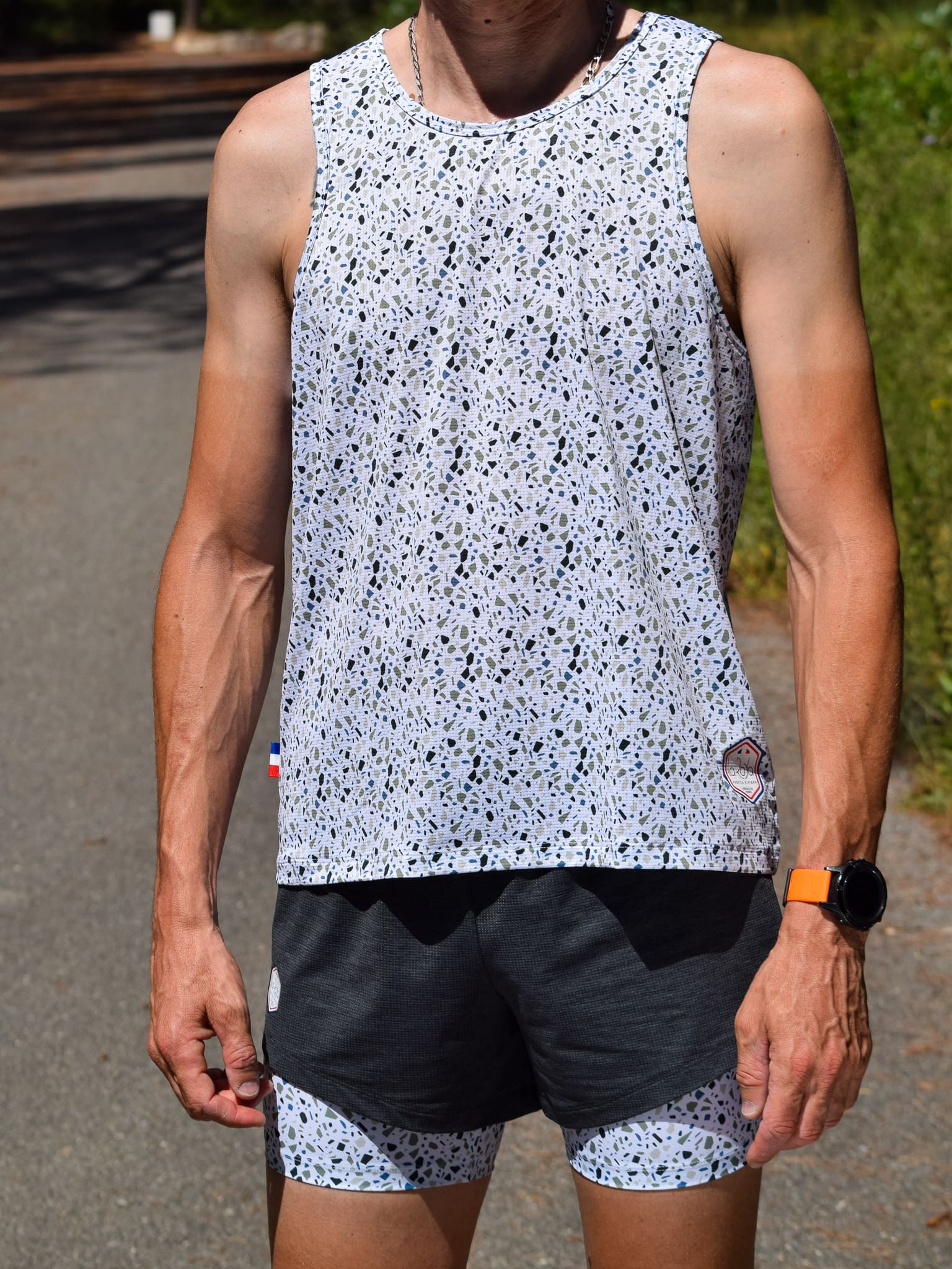 debardeur course à pied Grimaldi La Roda Made in france - vert