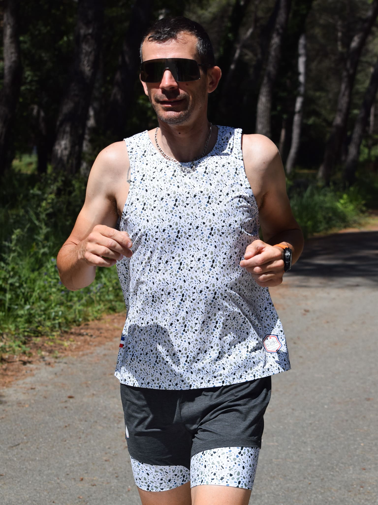 debardeur course à pied Grimaldi La Roda Made in france - vert