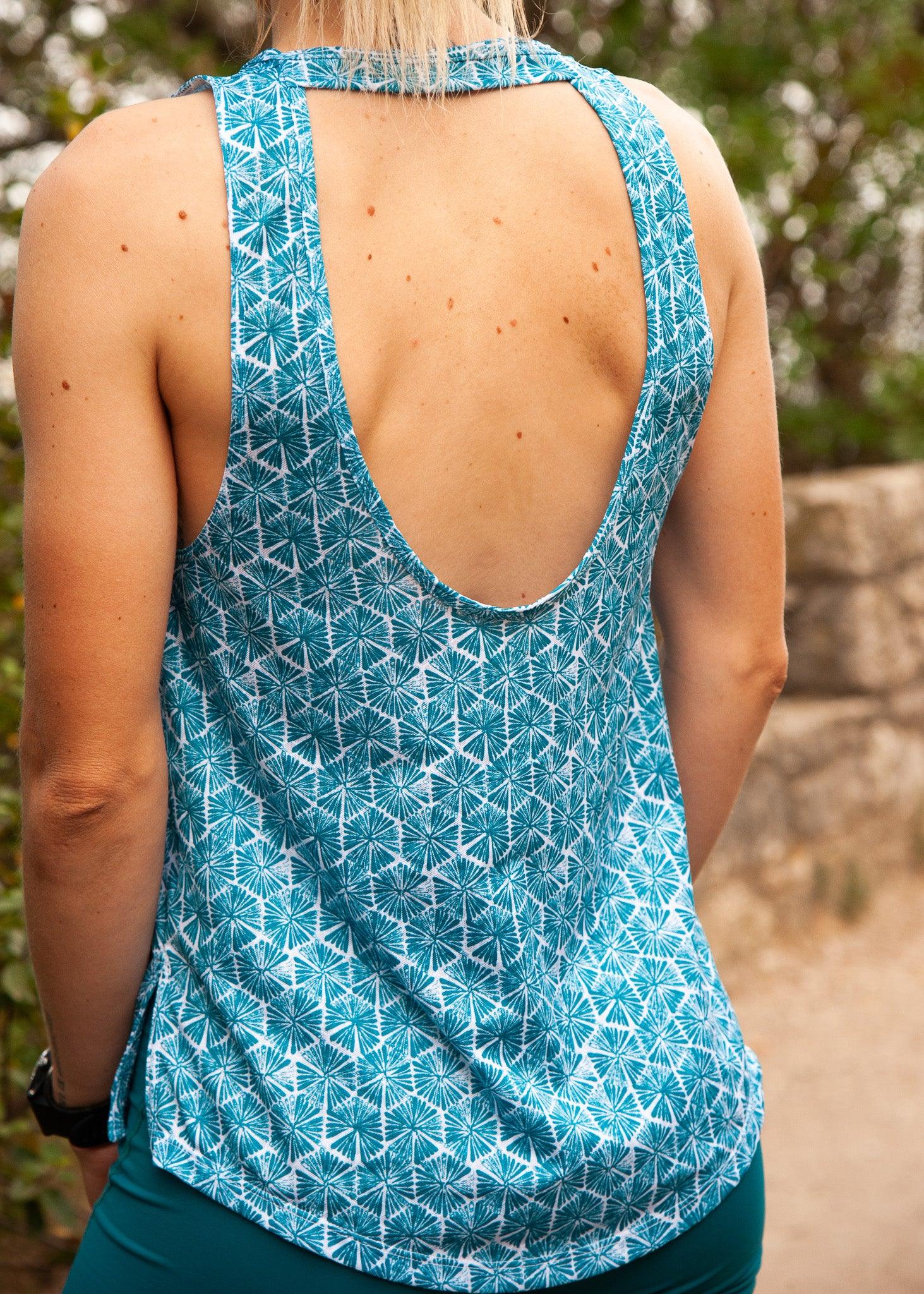 Débardeur dos nu bleu pour la course à pied femme la roda