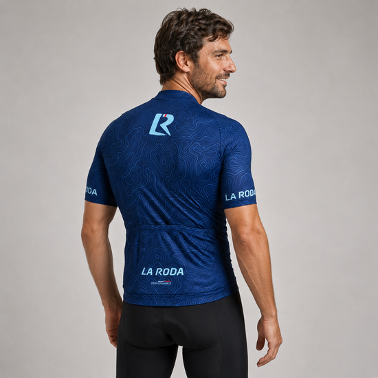 Maillot vélo Performance homme - Relief Bleu Marine