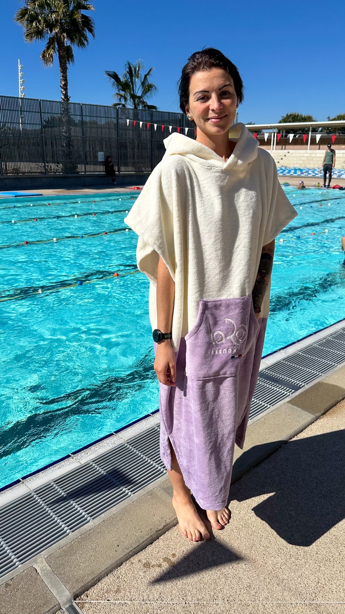 Poncho Adulte - Crème Lavande