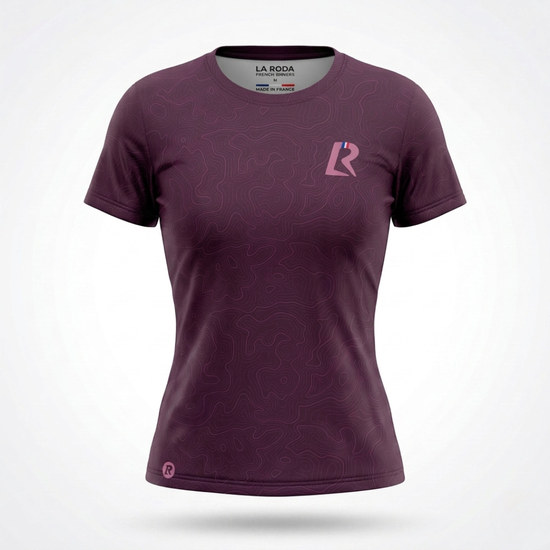 T-SHIRT RUNNING FEMME - RELIEF BORDEAUX