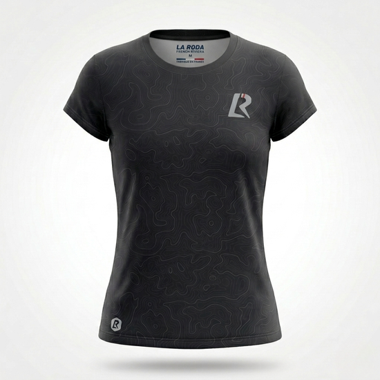 T-SHIRT RUNNING FEMME - RELIEF NOIR