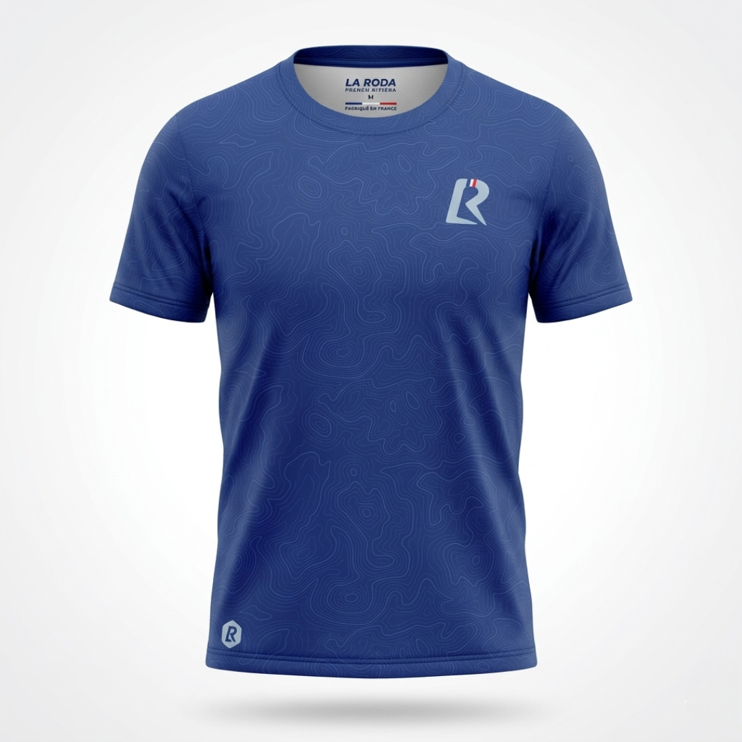 T-SHIRT RUNNING HOMME - RELIEF BLEU MARINE