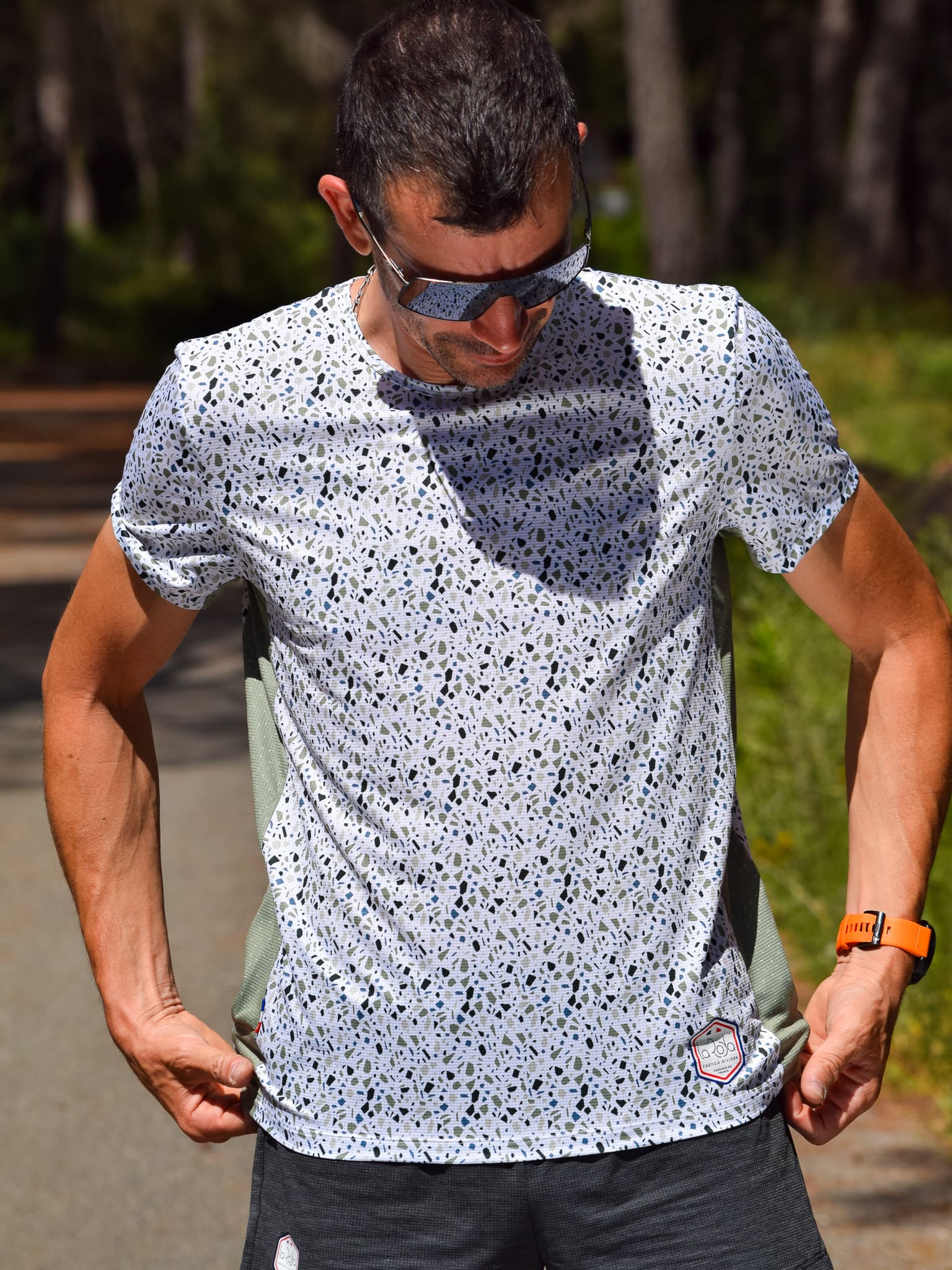 t-shirt running la prom nice fabriqué en France vert la roda French riviera