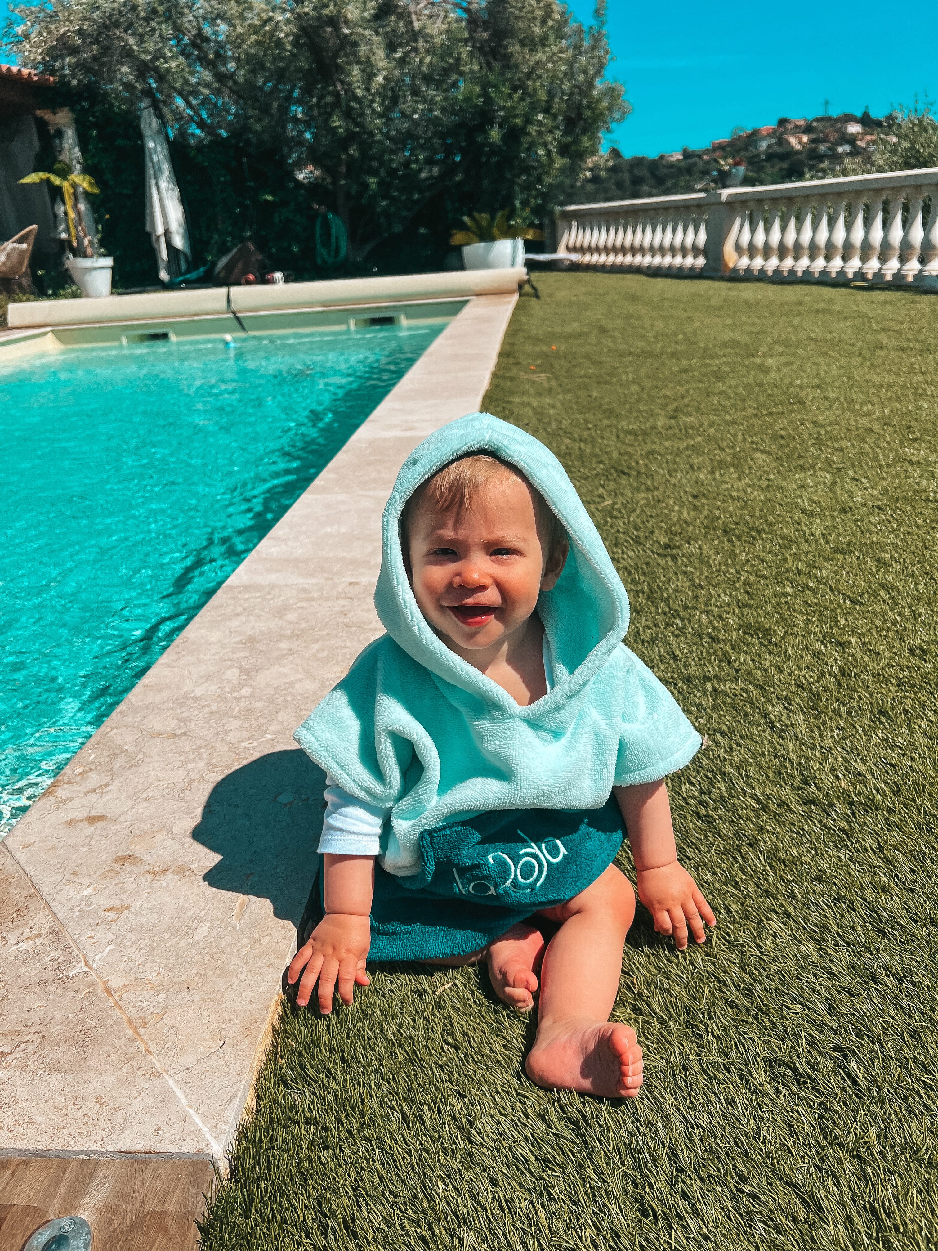 Poncho Bébé - Bleu Bicolore