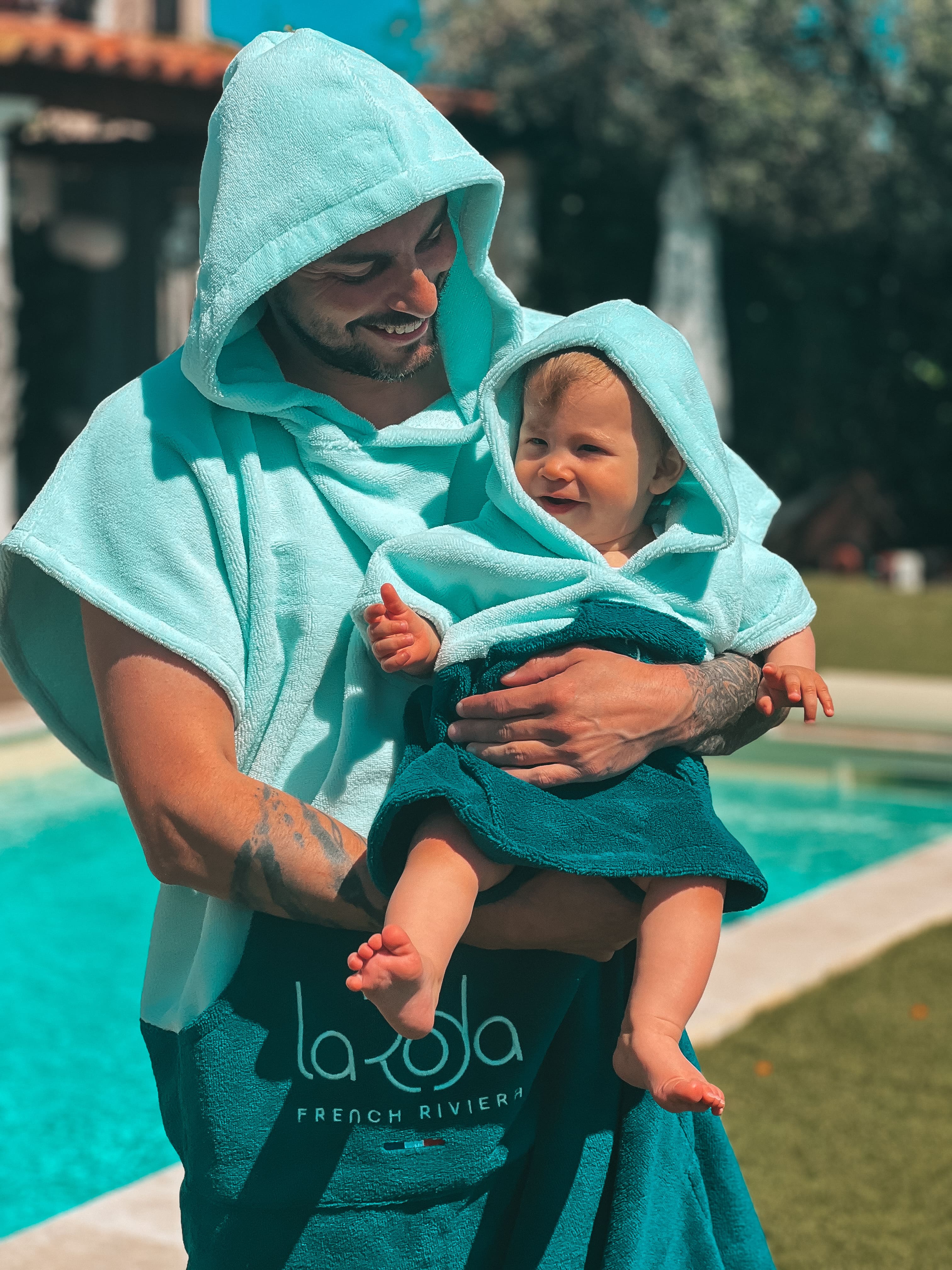 Poncho Bébé - Bleu Bicolore