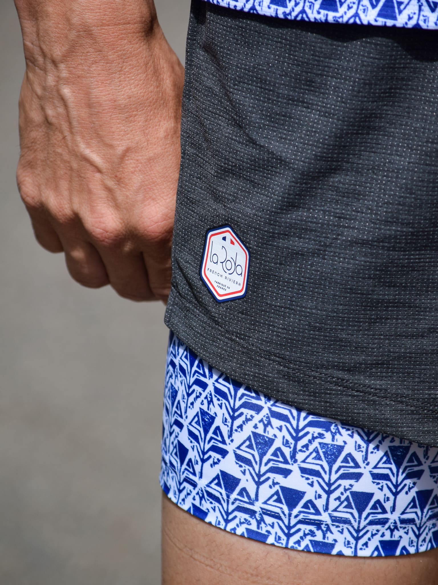 short running homme fabrique en France de la roda French riviera bleu Rossetti