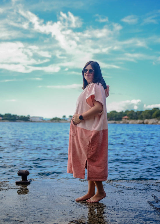 Poncho Adulte - Rose bicolore