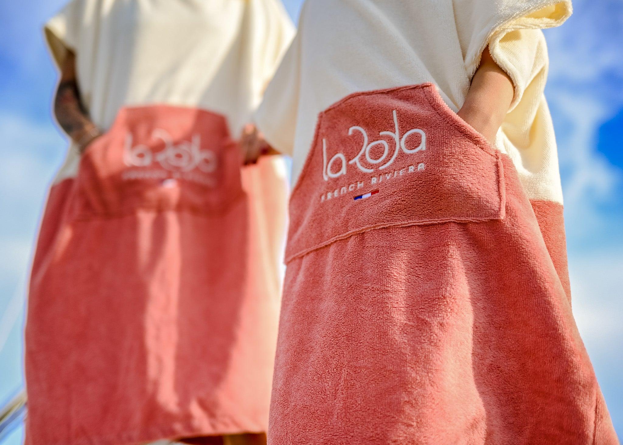 Poncho Enfant Crème-Rose - La Roda French Riviera