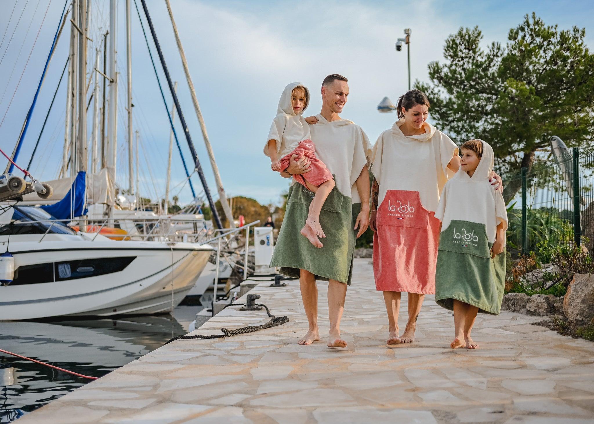 Poncho Enfant Crème-Rose - La Roda French Riviera