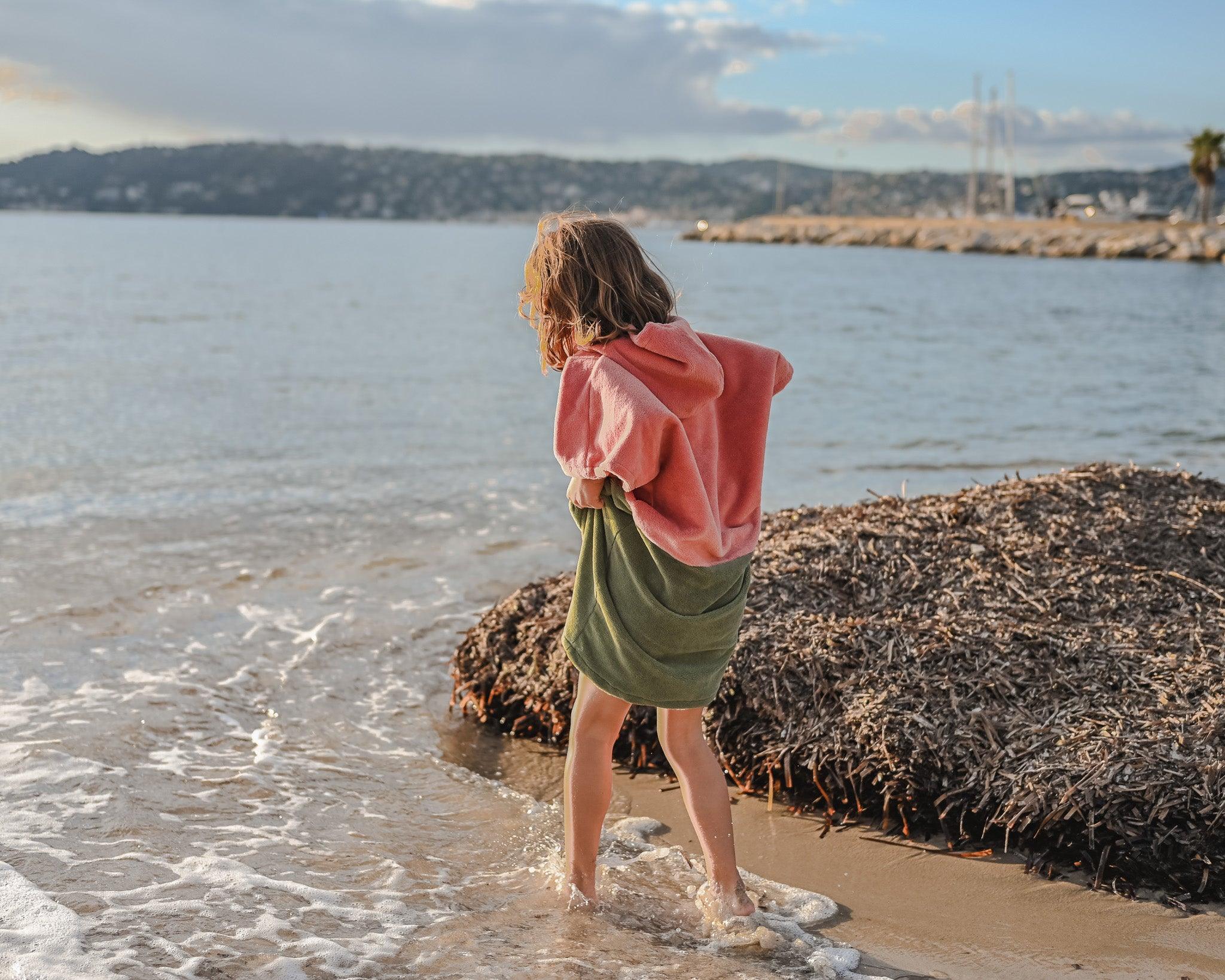 Poncho Enfant Rose-Kaki - La Roda French Riviera