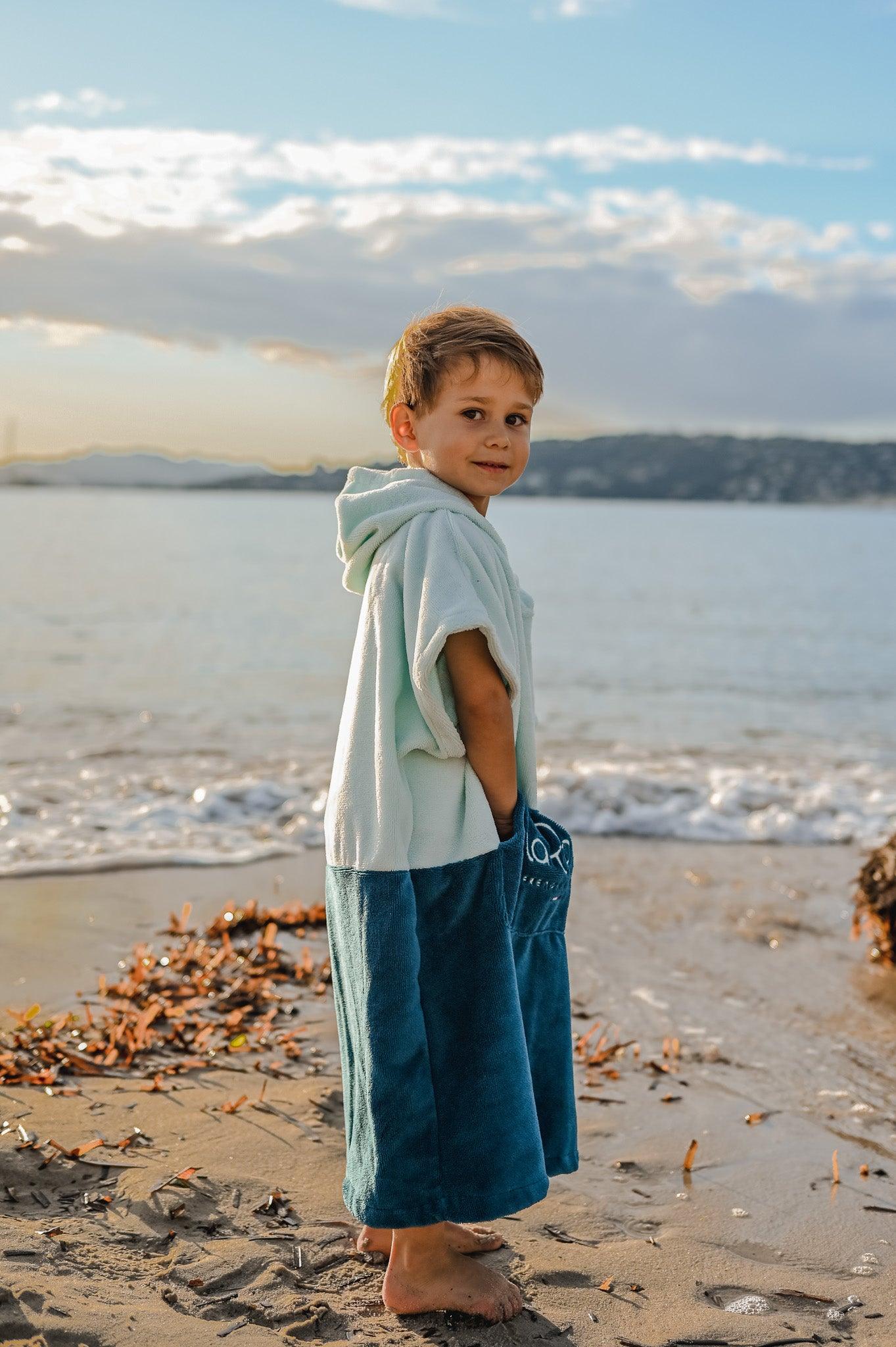 Poncho Enfant Bleu Bicolore - La Roda French Riviera