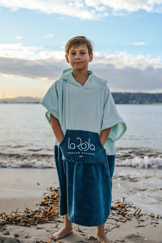 Poncho Ado -  Bleu Bicolore