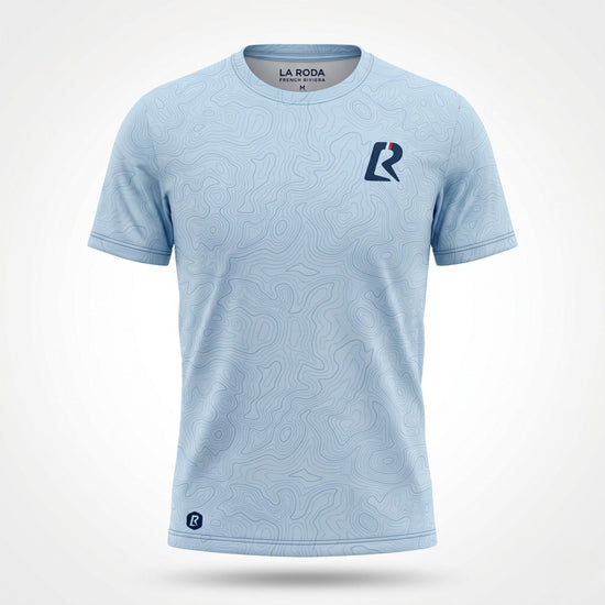 T-SHIRT RUNNING HOMME - RELIEF BLEU CIEL