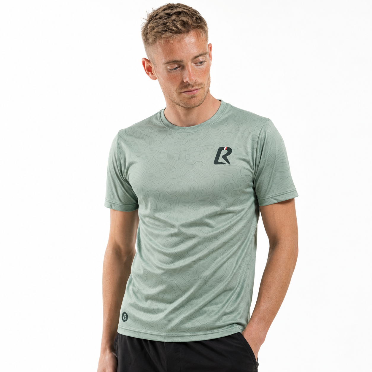 T-SHIRT RUNNING HOMME - RELIEF VERT