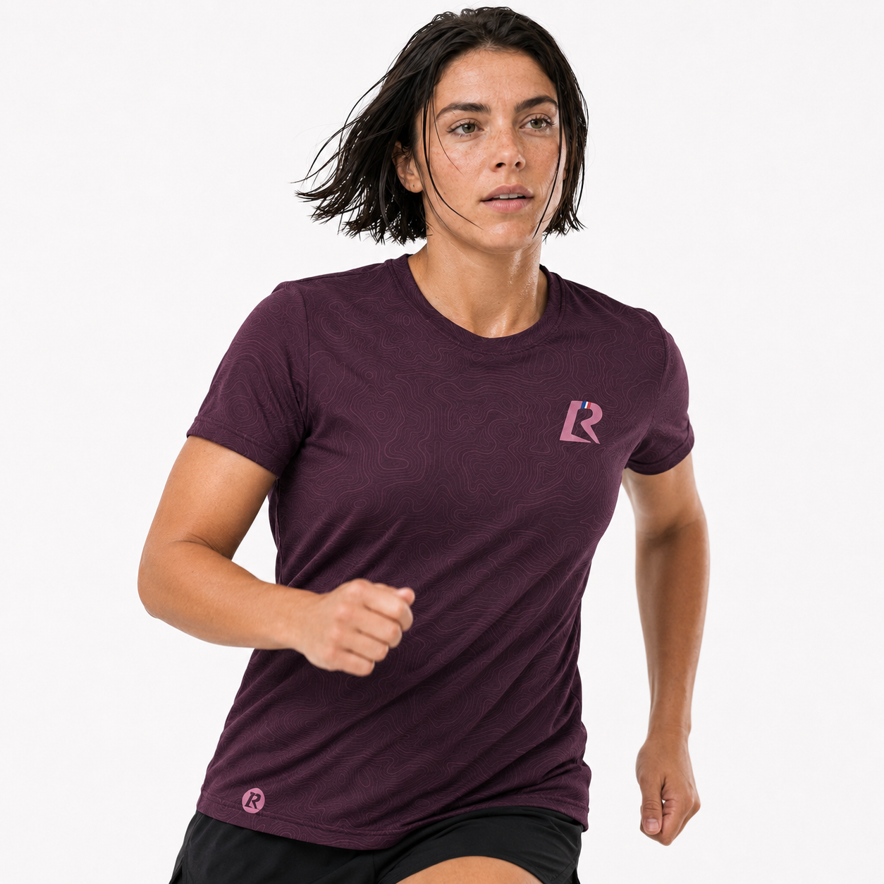 T-SHIRT RUNNING FEMME - RELIEF BORDEAUX