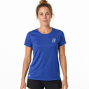 T-SHIRT RUNNING FEMME - RELIEF BLEU MARINE