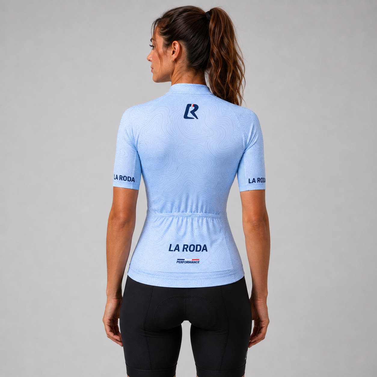 Maillot vélo Performance femme - Relief bleu ciel