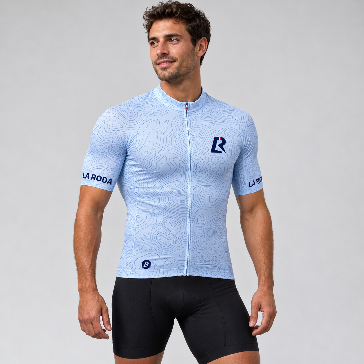 Maillot vélo Performance homme - Relief bleu ciel