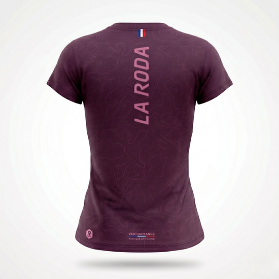 T-SHIRT RUNNING FEMME - RELIEF BORDEAUX