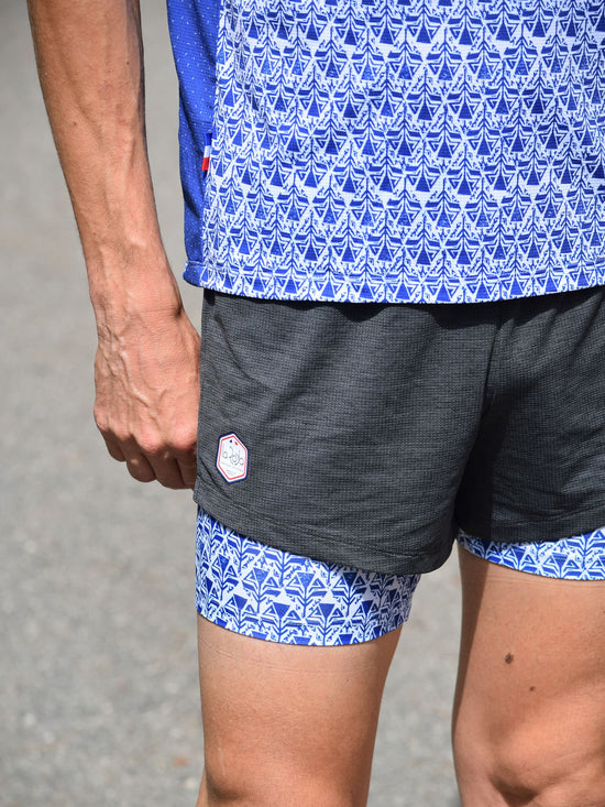 Ensemble Running Homme - Short Compression Rossetti et T-Shirt La Prom' - Bleu Marine