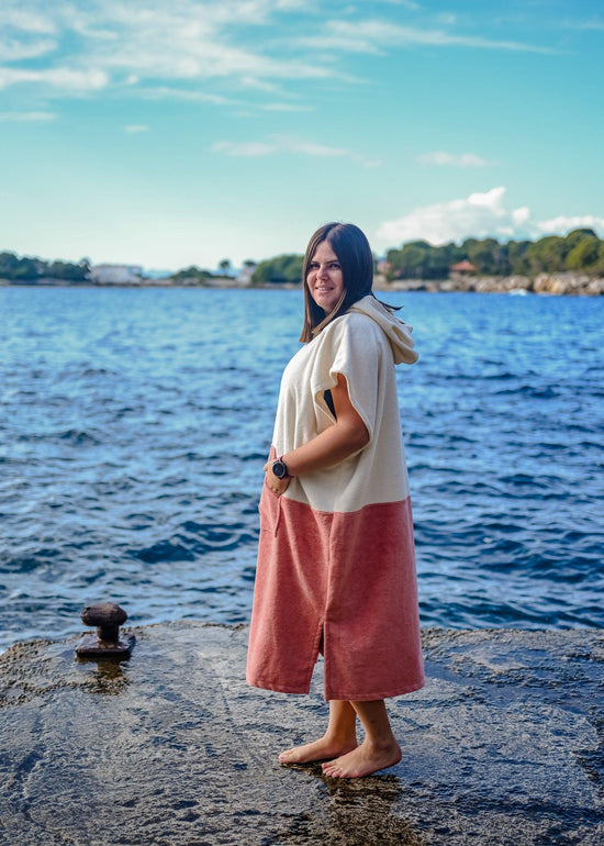 Poncho Adulte - Crème-Rose