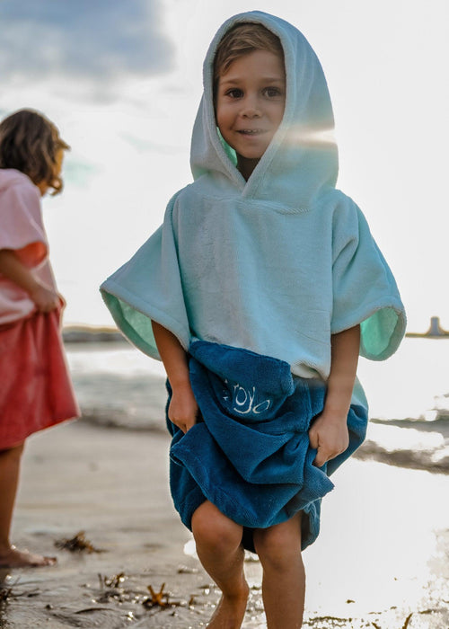 Poncho Enfant Bleu Bicolore - La Roda French Riviera