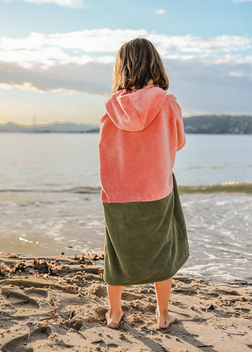 Poncho Enfant Rose-Kaki - La Roda French Riviera