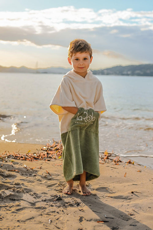 Poncho Enfant Crème-Kaki - La Roda French Riviera