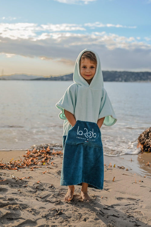 Poncho Enfant Bleu Bicolore - La Roda French Riviera