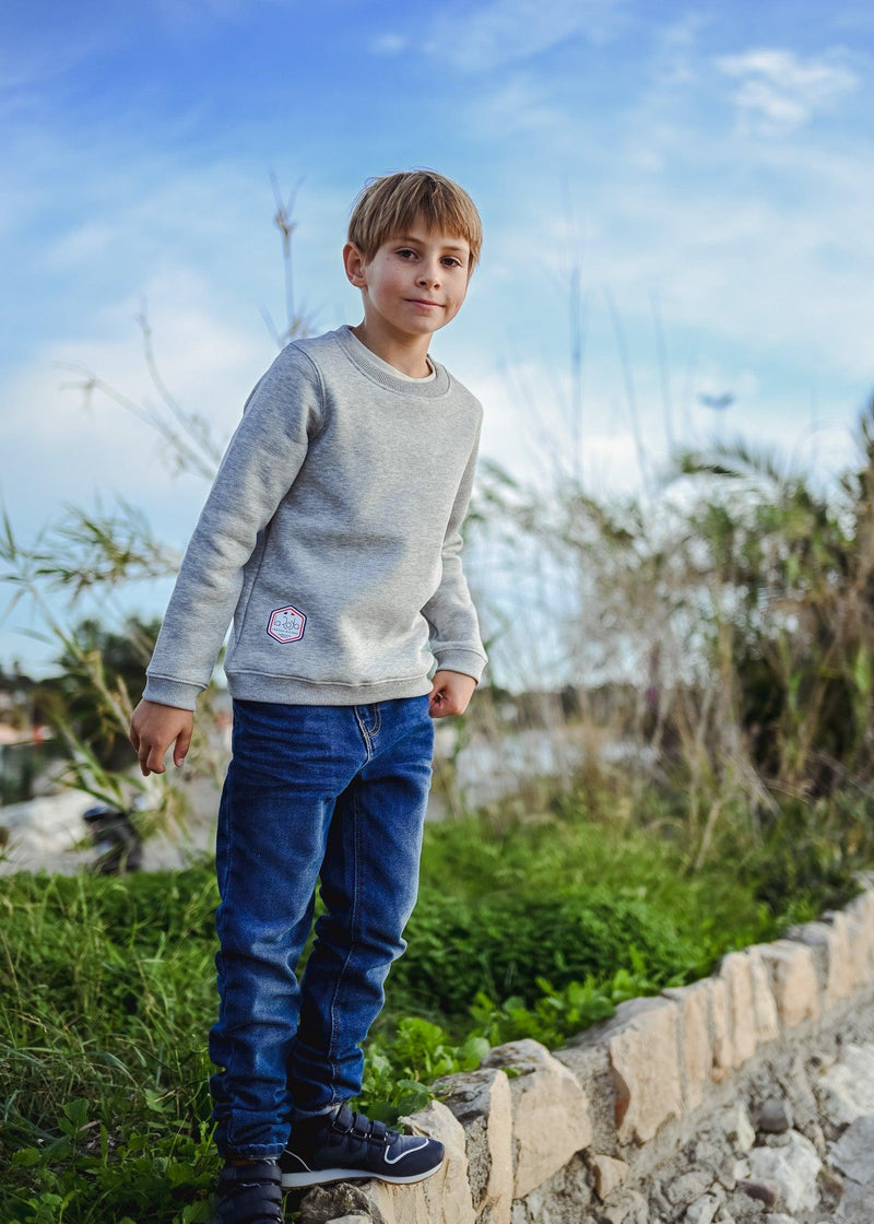 Pull enfant - gris chiné - La Roda French Riviera