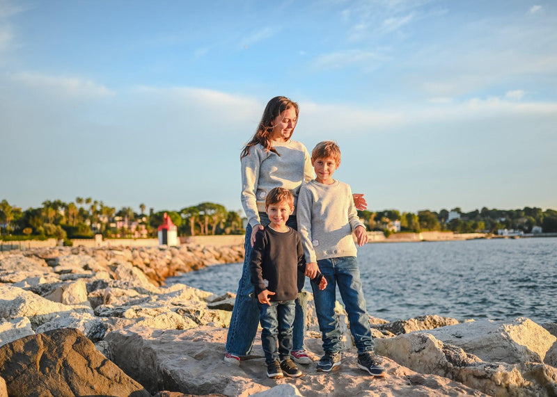 Pull enfant - gris chiné - La Roda French Riviera